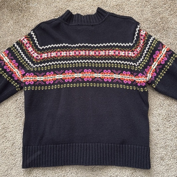 Vintage Tiara International Black Pink Nordic Printed Button Up Cardigan Sweater - Picture 5 of 5